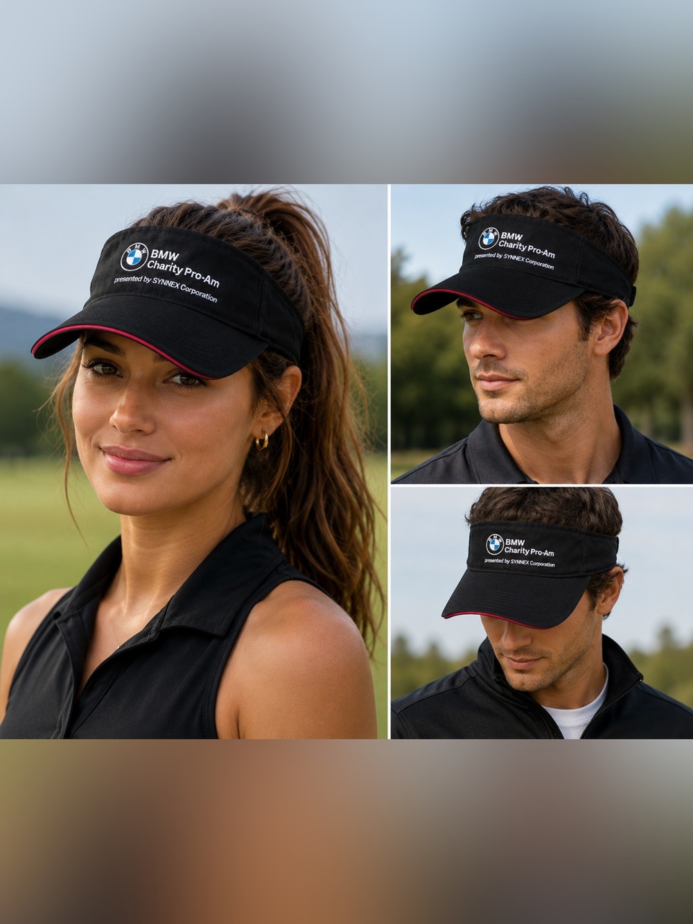 Set of 3 BMW Charity Pro-Am visors presented by SYNNEX Corporation.